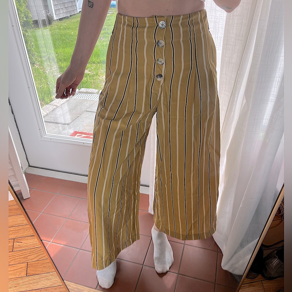 Zara TRF Collection - wide leg pants, color mustard stripe - size small